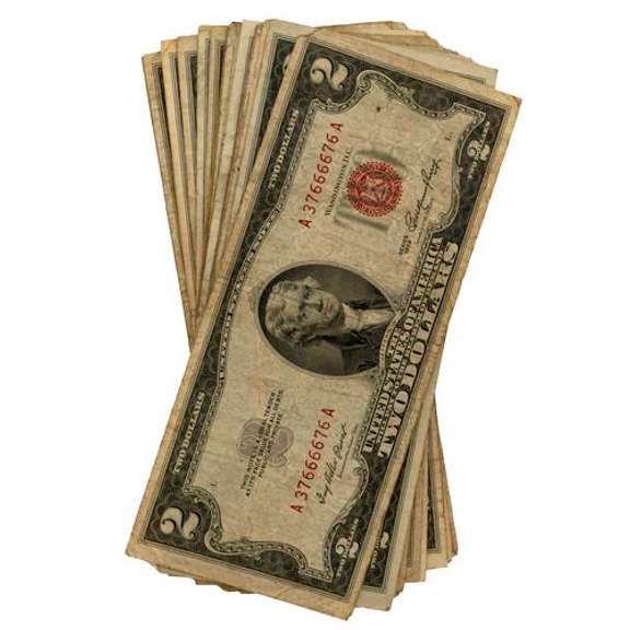 20 Various 1953 Series Red Seal $ 2 US Notes