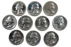 10 Assorted Proof Washington Quarters
