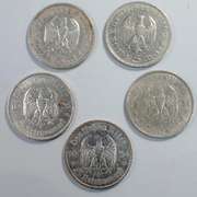 5  1930 Era Silver German 5 Reich Marks