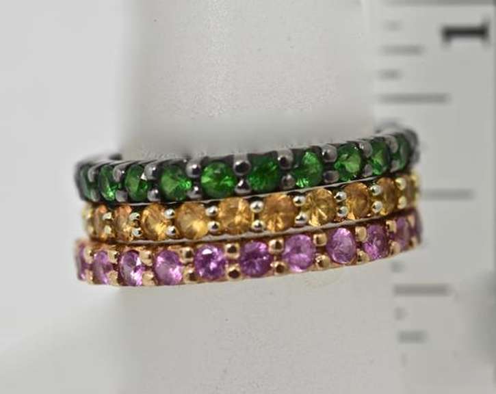 Group of 3 Stacking 18K Colored Stone Bands