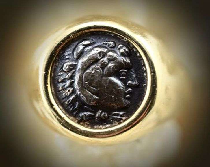 Unisex 18K Ancient Coin-Style Ring