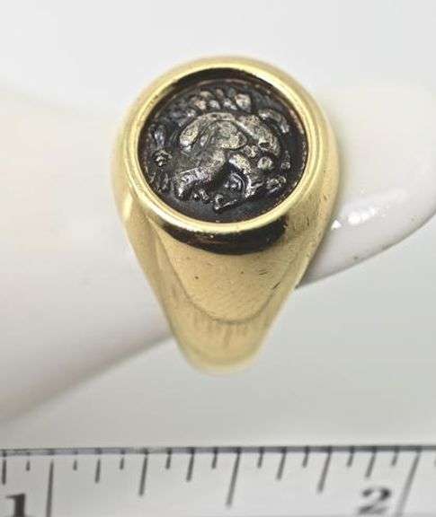 Unisex 18K Ancient Coin-Style Ring