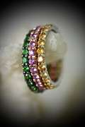 Group of 3 Stacking 18K Colored Stone Bands