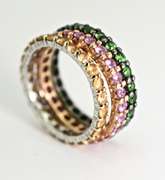 Group of 3 Stacking 18K Colored Stone Bands