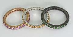 Group of 3 Stacking 18K Colored Stone Bands
