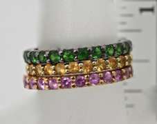Group of 3 Stacking 18K Colored Stone Bands