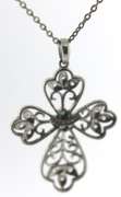 Sterling Silver Emerald & CZ Cross Necklace