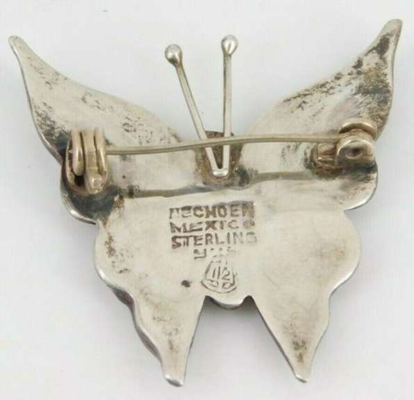 Vintage Mexico Sterling Silver Abalone Butterfly Pin