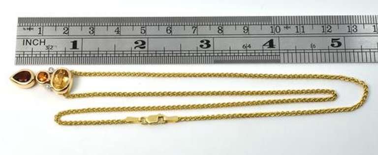Charming Citrine, Garnet, & Diamond 14K Necklace