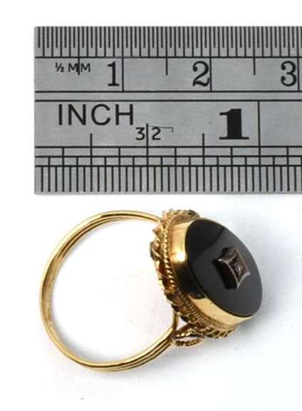 Antique Onyx and Diamond Ring in 14K Yellow Gold