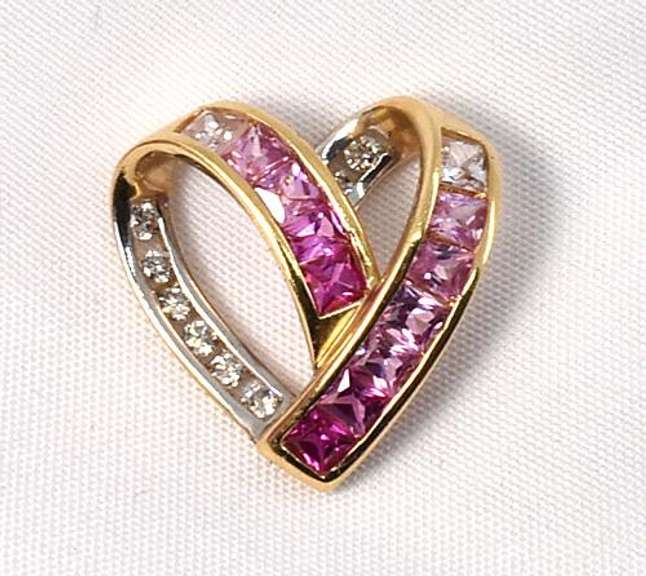 Fantastic Multi-Color Sapphire Heart 10K Pendant