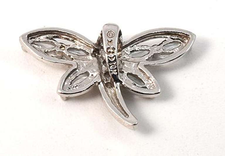 Cute Butterfly Pendant with Aquamarines & Diamonds