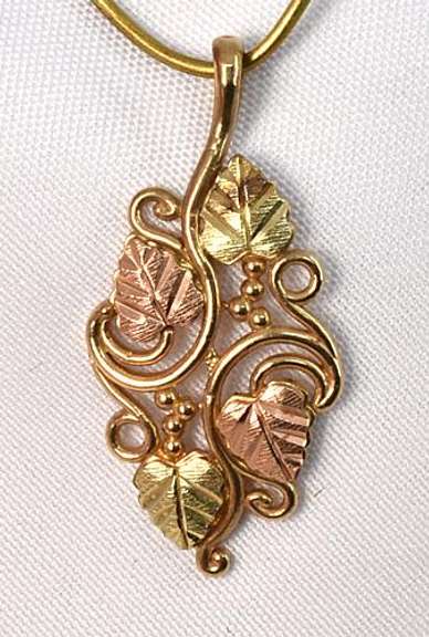 Dainty Gape Pendant in 10K Yellow and Rose Gold
