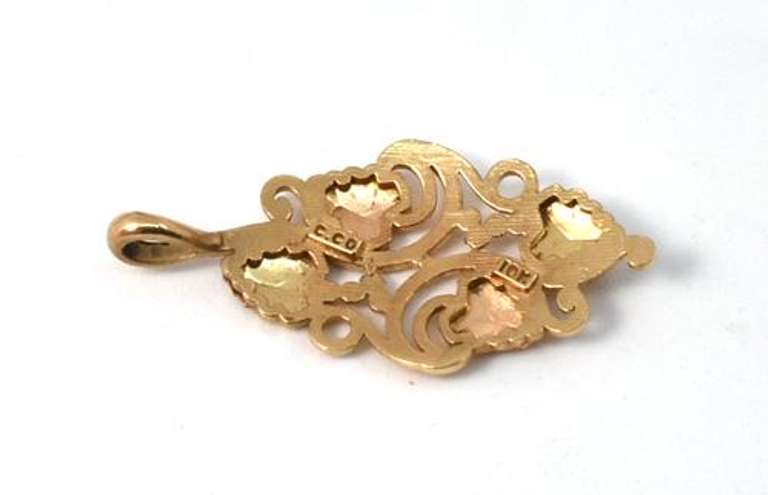 Dainty Gape Pendant in 10K Yellow and Rose Gold