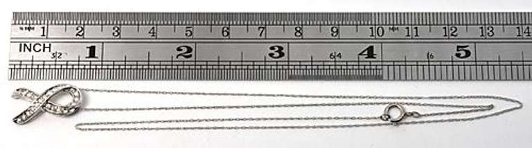 Awareness Ribbon with Diamonds in 10K White Gold