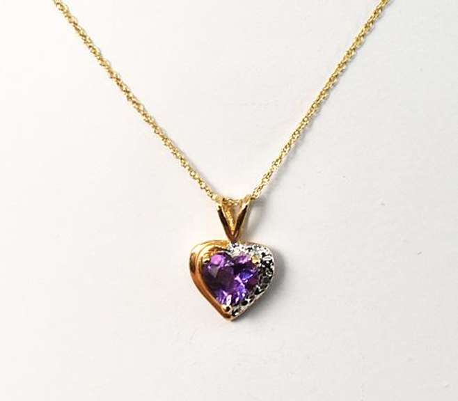 Pretty Amethyst Heart Pendant Necklace in 10K