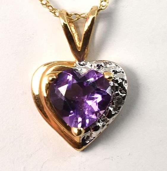 Pretty Amethyst Heart Pendant Necklace in 10K