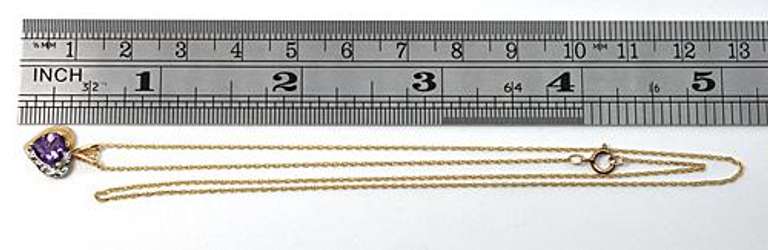 Pretty Amethyst Heart Pendant Necklace in 10K