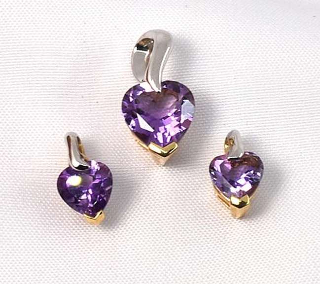 Suave Heart Amethyst 10K Earring & Pendant Set