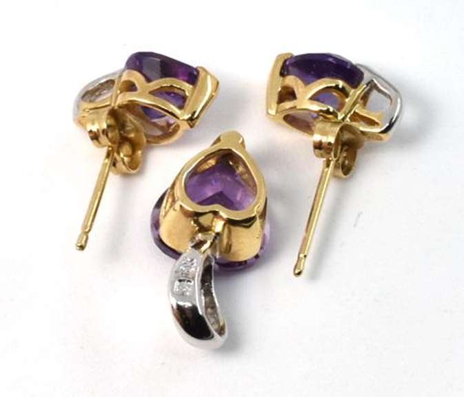 Suave Heart Amethyst 10K Earring & Pendant Set