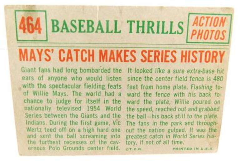 Baseball Thrills May's Catch Makes Series History