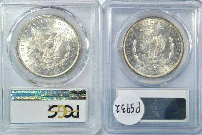 Near Gem BU 1883-O & 1884-O Morgan Dollars. PCGS MS64