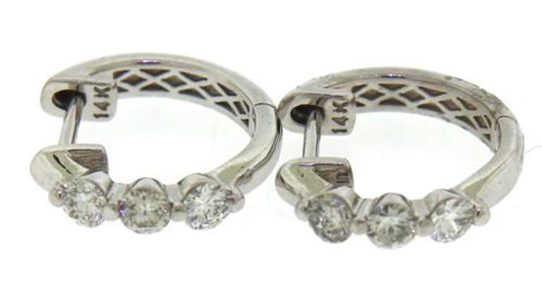 Pretty .47ctw 3 Stone Diamond Huggies