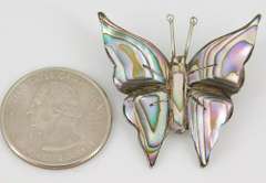 Vintage Mexico Sterling Silver Abalone Butterfly Pin