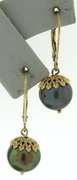 9mm Tahitian Pearl Filagree Dangle Earrings