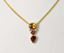 Charming Citrine, Garnet, & Diamond 14K Necklace