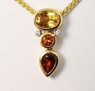 Charming Citrine, Garnet, & Diamond 14K Necklace