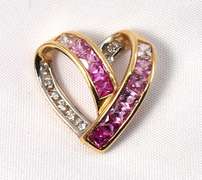 Fantastic Multi-Color Sapphire Heart 10K Pendant