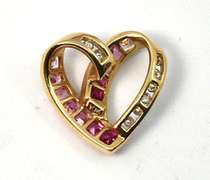 Fantastic Multi-Color Sapphire Heart 10K Pendant