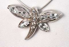 Cute Butterfly Pendant with Aquamarines & Diamonds