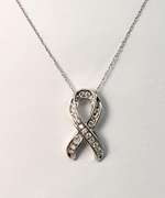 Awareness Ribbon with Diamonds in 10K White Gold