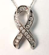 Awareness Ribbon with Diamonds in 10K White Gold