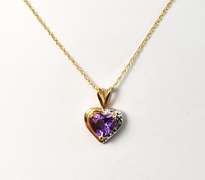 Pretty Amethyst Heart Pendant Necklace in 10K