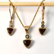 Feminine Garnet Necklace & Earring Set in 10K YG
