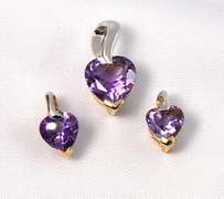 Suave Heart Amethyst 10K Earring & Pendant Set