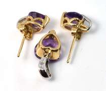 Suave Heart Amethyst 10K Earring & Pendant Set