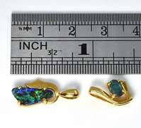 Sweet Pair of Opal Pendants in 18K Yellow Gold