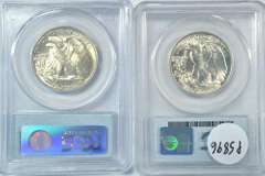 1945 & 1947 Gem BU Walking Liberty Halves. PCGS MS65