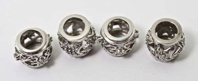 Versatile Set of 4 14K White Gold Sliders or Charms or Pendants
