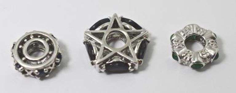 Colorful Trio of 14K Sliders, Charms or Pendants