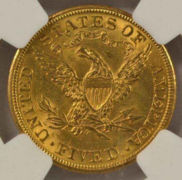 Choice BU 1907 US $5 Liberty Gold Piece. NGC MS63