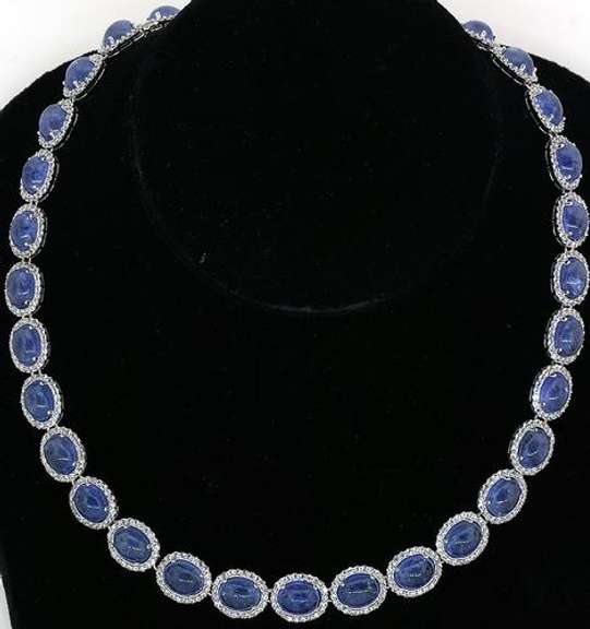 Incredible Tanzanite & White Sapphire Necklace in Plated Sterling