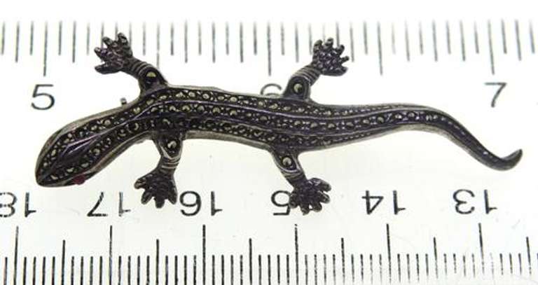 Sterling Silver Marcasite Lizard Brooch