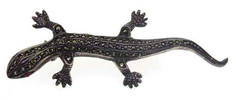 Sterling Silver Marcasite Lizard Brooch