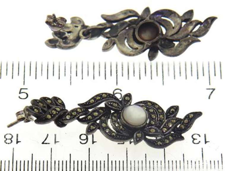 Opal and Marcasite Dangle Earrings