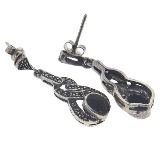 Sterling Silver Black Onyx and Marcasite Earrings